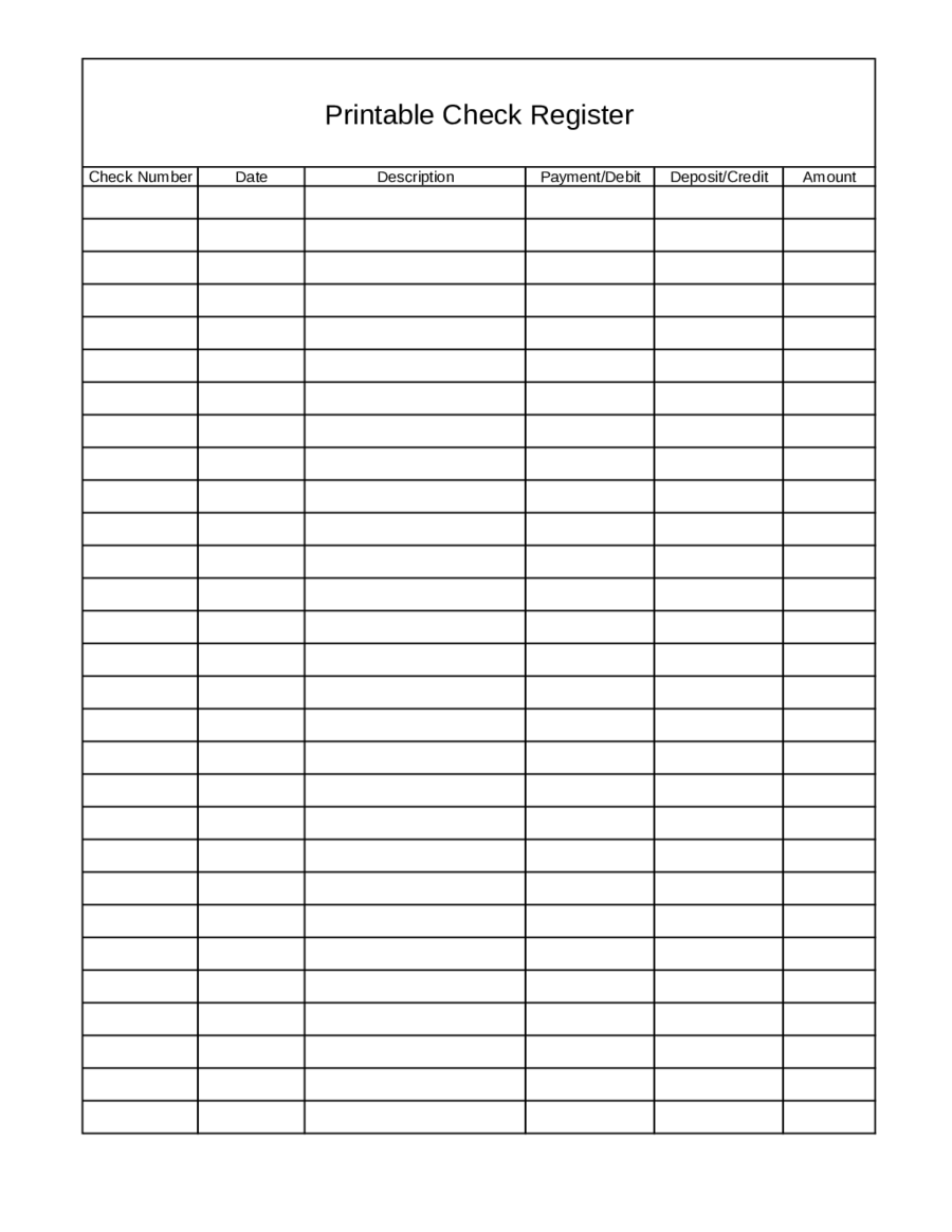Printable Check Register Forms Printable Forms Free Online