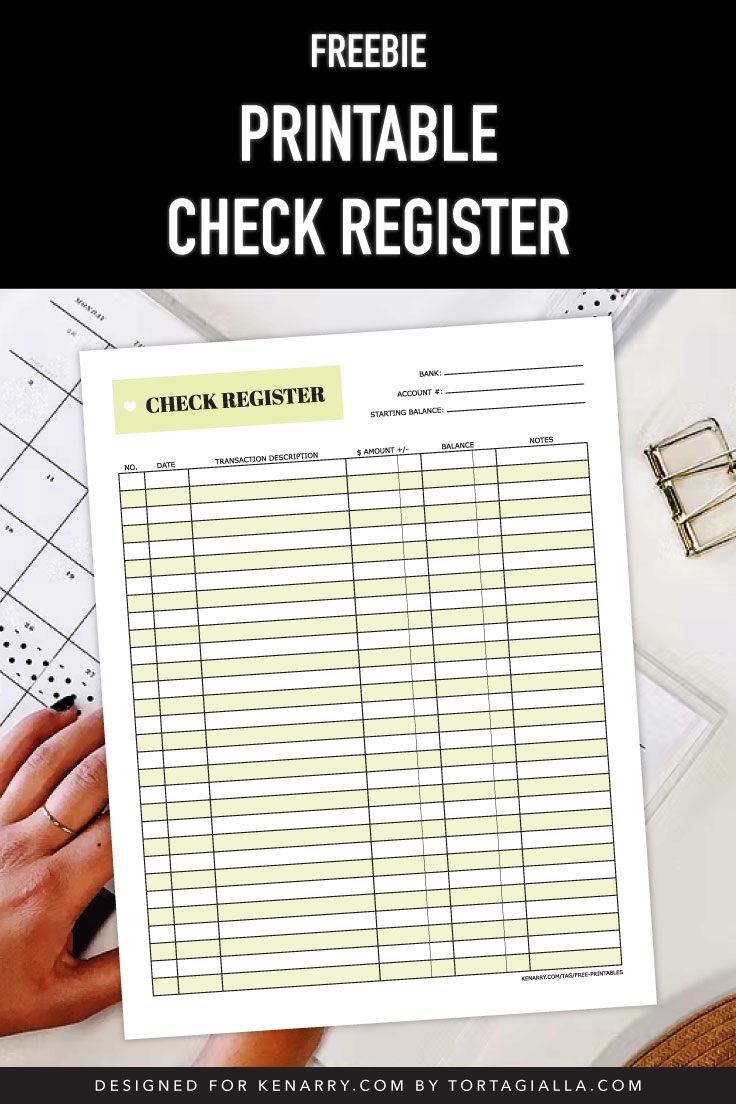 Printable Check Register Ideas For The Home
