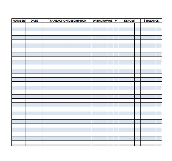 Printable Check Register Sheets