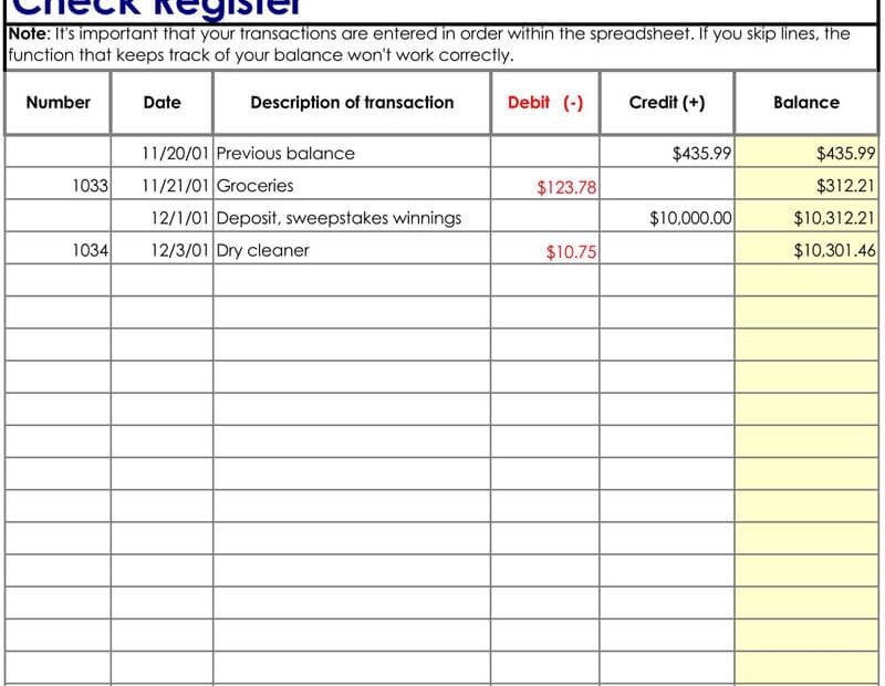 Printable Check Register Template Excel Free Templates Printable