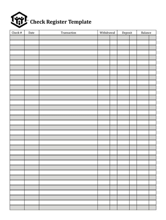 Printable Check Register Template Free Download And Print For You 