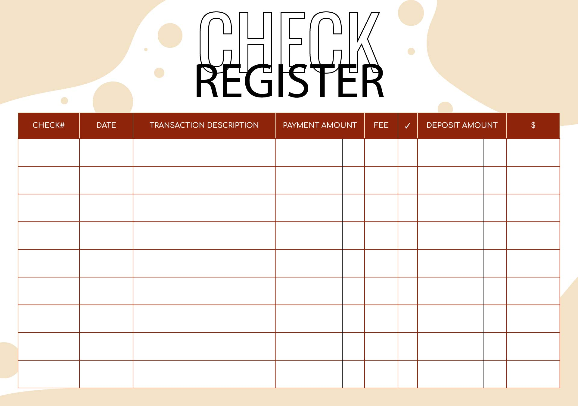 Printable Check Register Template Printable Free Templates