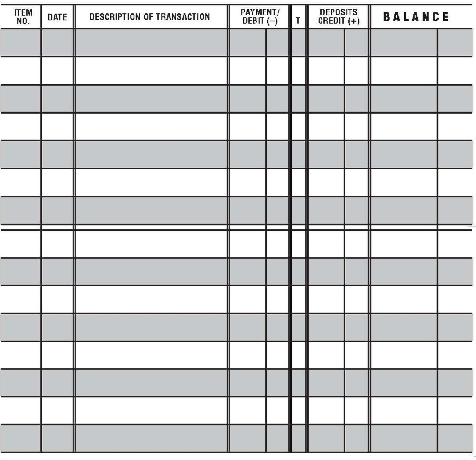 Printable Check Registers
