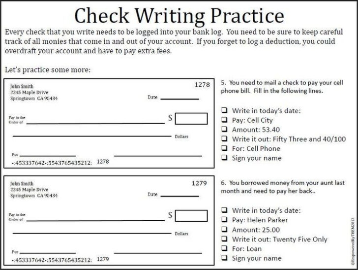 Printable Check Writing Worksheets Peggy Worksheets