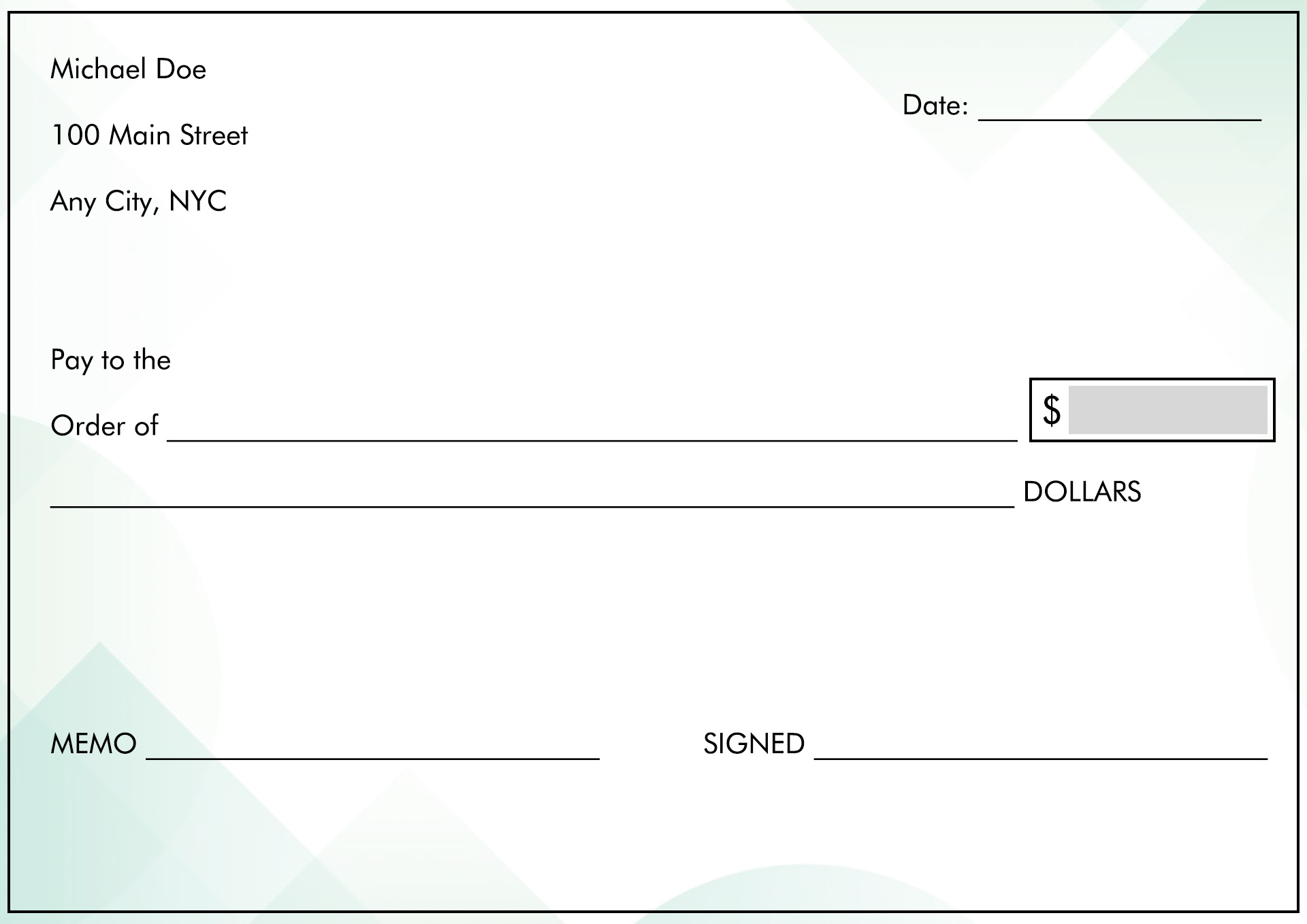 Printable Checks For Practice Writing