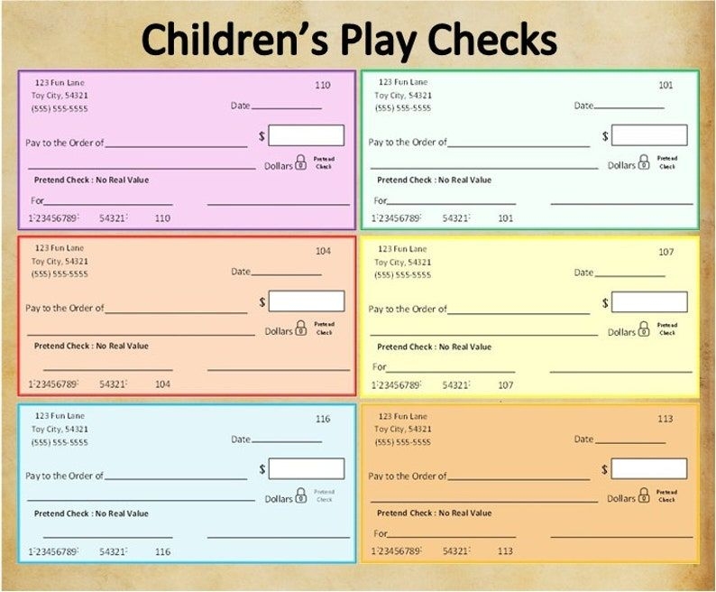 Printable Children 39 s Play Checkspretend Play Checkstoy Etsy Teaching 
