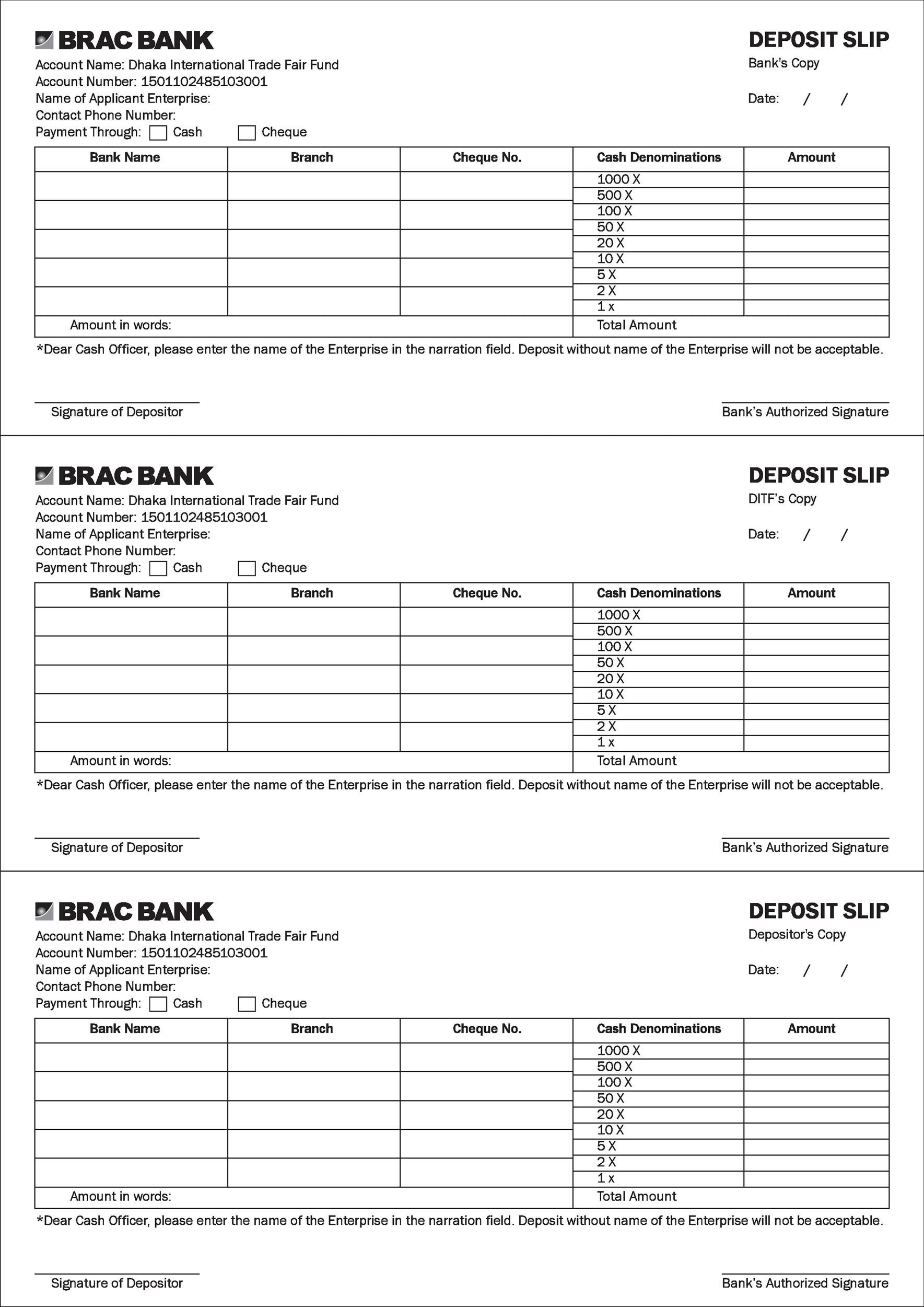 Printable Deposit Slips Printable Free Templates