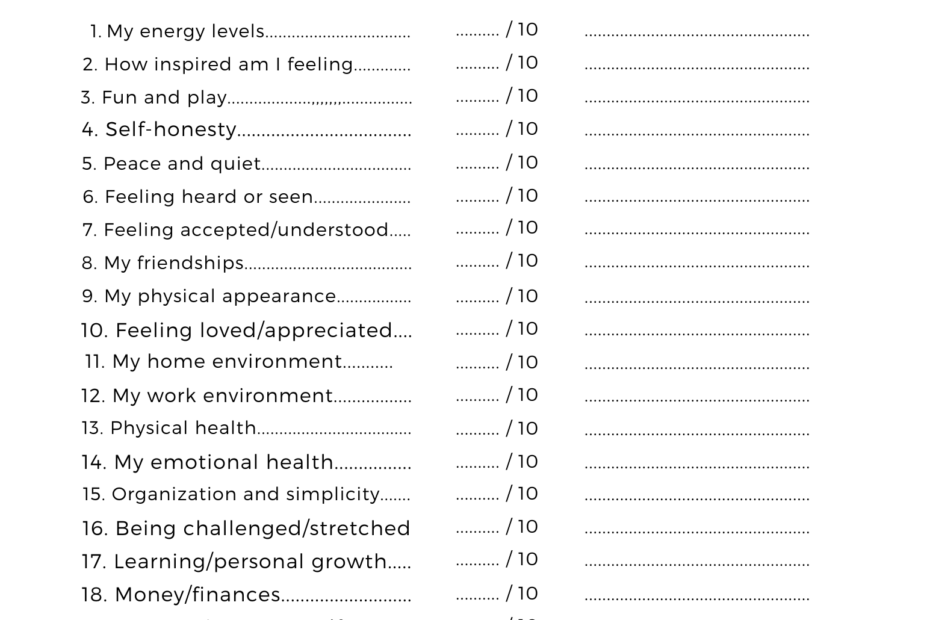 Printable Emotional Check In Worksheet