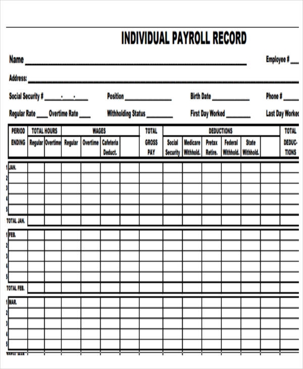 Printable Employee Record Form Printable Forms Free Online