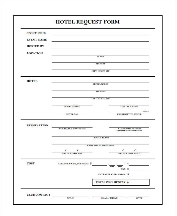 Printable Hotel Check In Form Printable Forms Free Online
