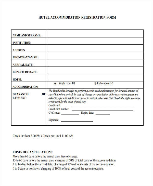 Printable Hotel Check In Form Printable Forms Free Online