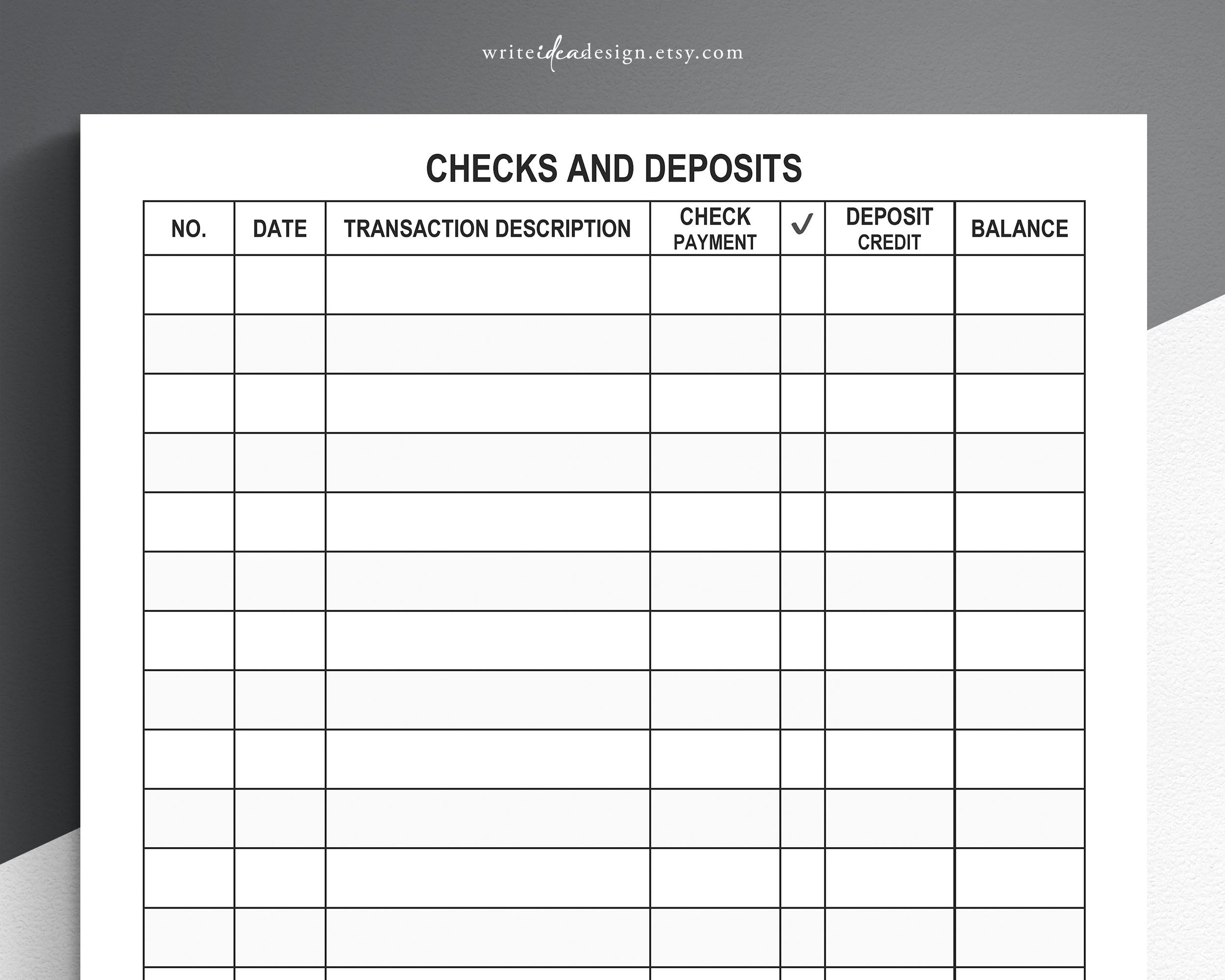 Printable Large Print Checkbook Register Large Print Check Register 