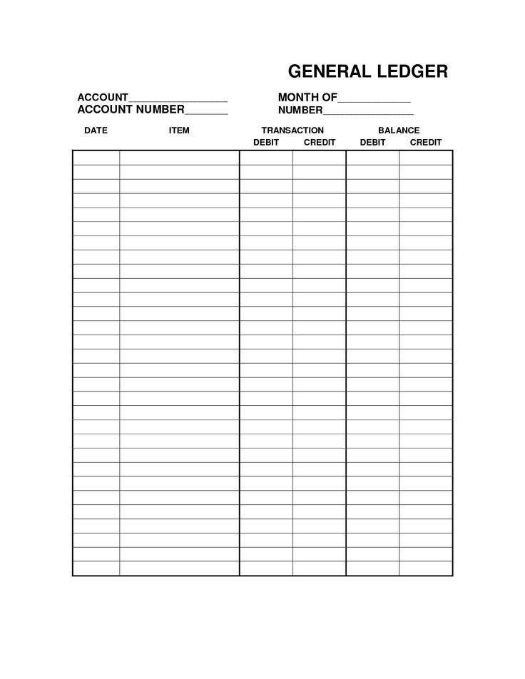 Printable Ledger Template