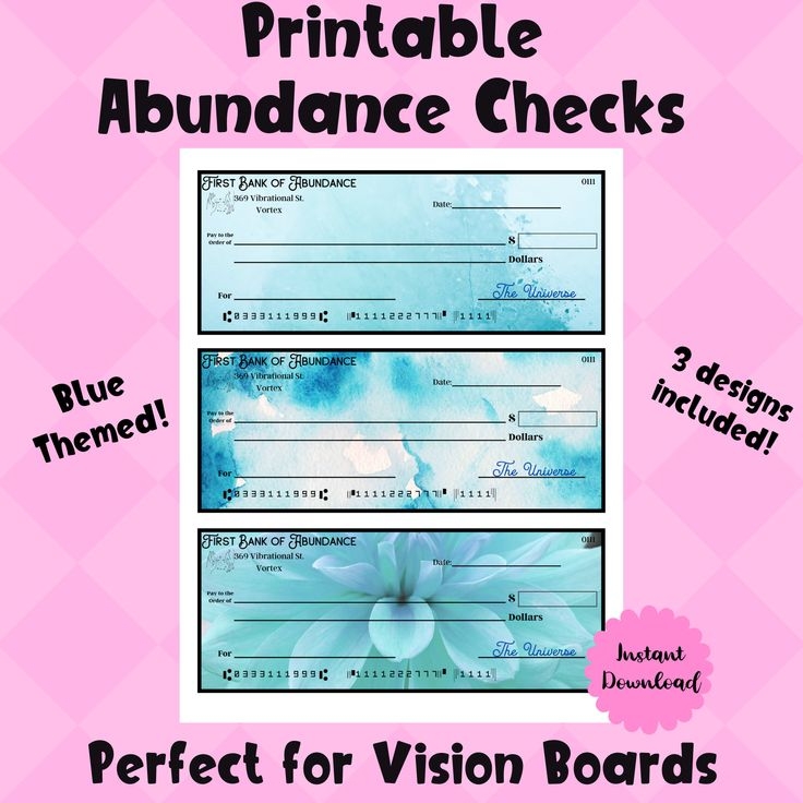 Printable Manifestation Checks Printable Abundance Checks Etsy Canada 