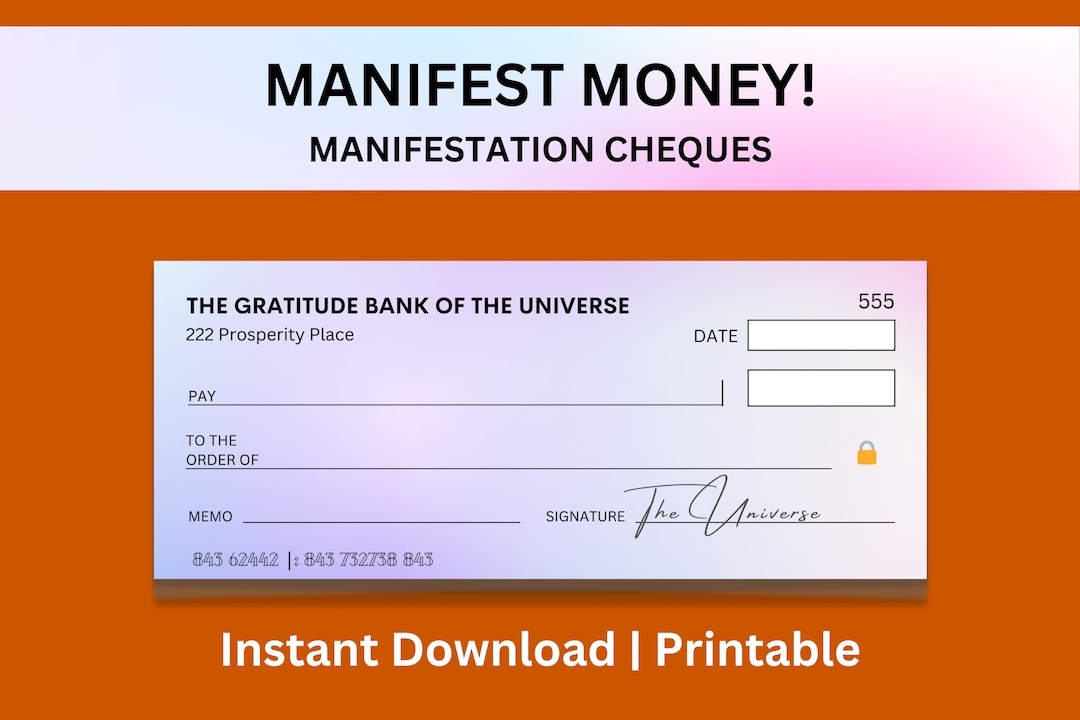 Printable Manifestation Cheque Magic Check Instant Download The 