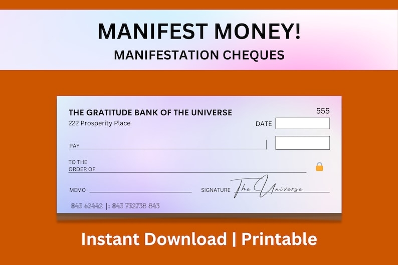 Printable Manifestation Cheque Magic Check Instant Download The 