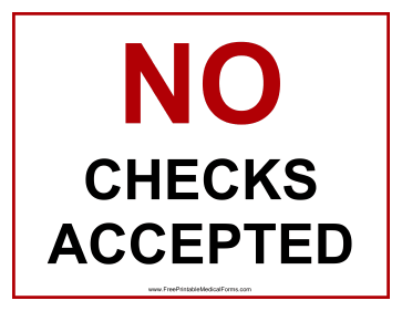 Printable No Checks Accepted Sign
