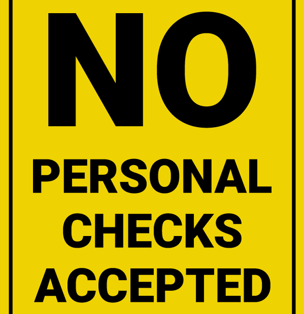 Printable No Personal Checks Accepted Sign