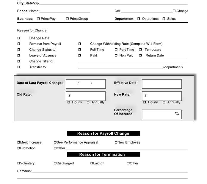 Printable Payroll Change Form Printable Form 2024