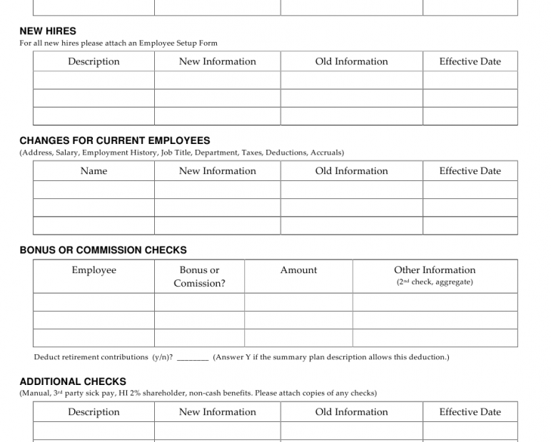 Printable Payroll Change Form Printable Form 2024