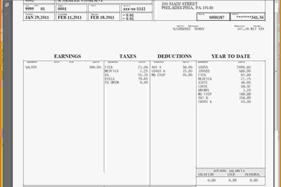 Printable Payroll Check Template