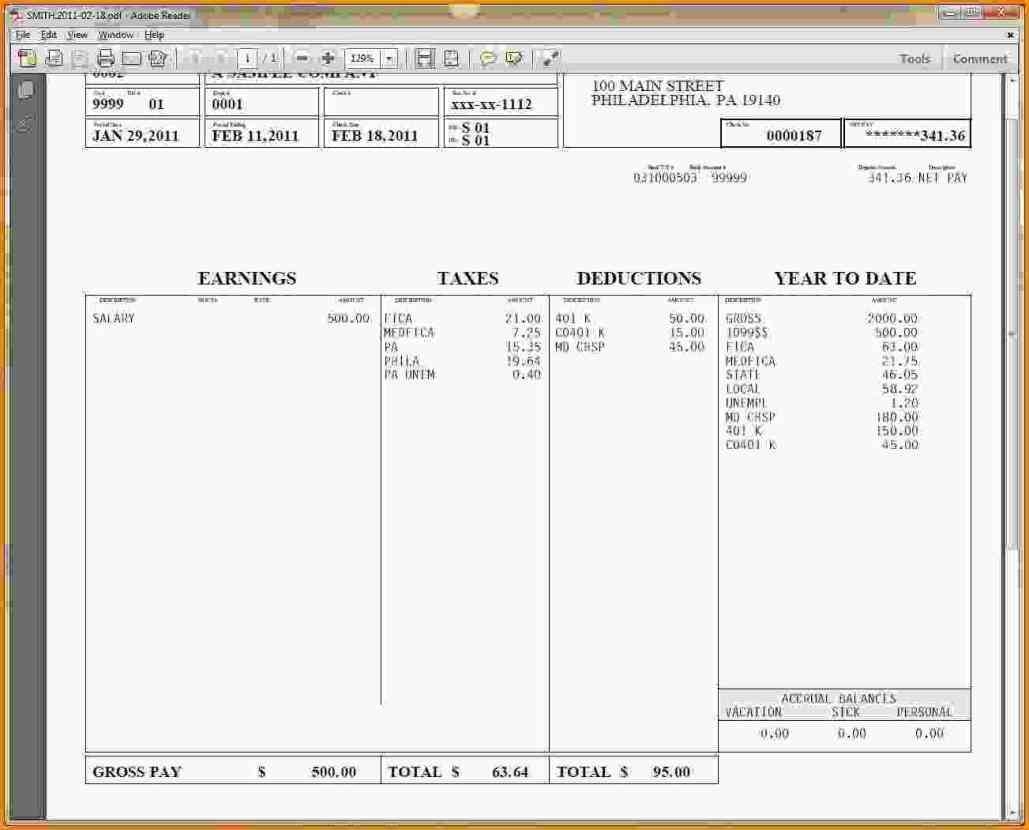 Printable Payroll Check Template