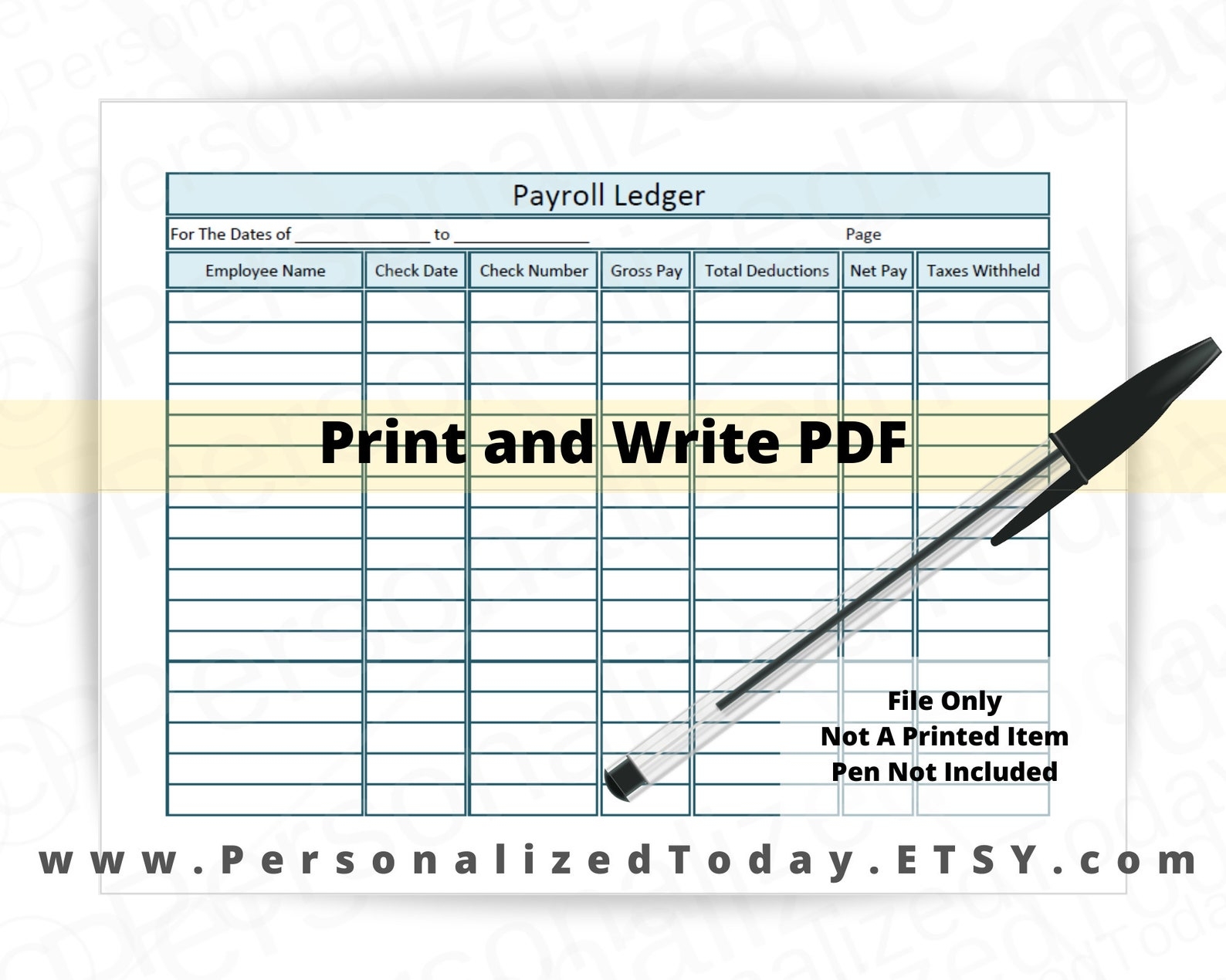 Printable Payroll Ledger