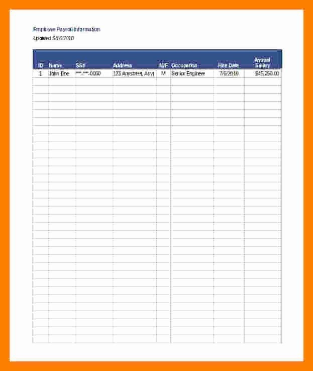 Printable Payroll Ledger Template Template