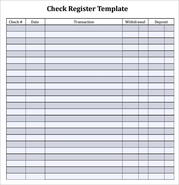 Printable Pdf Check Register Full Page