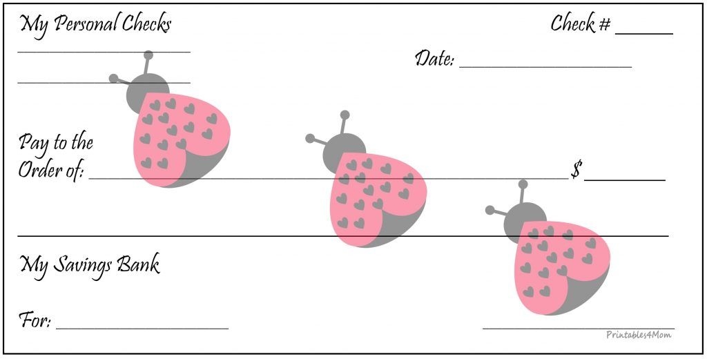 Printable Pretend Checks For Kids Printables 4 Mom Elementary School 