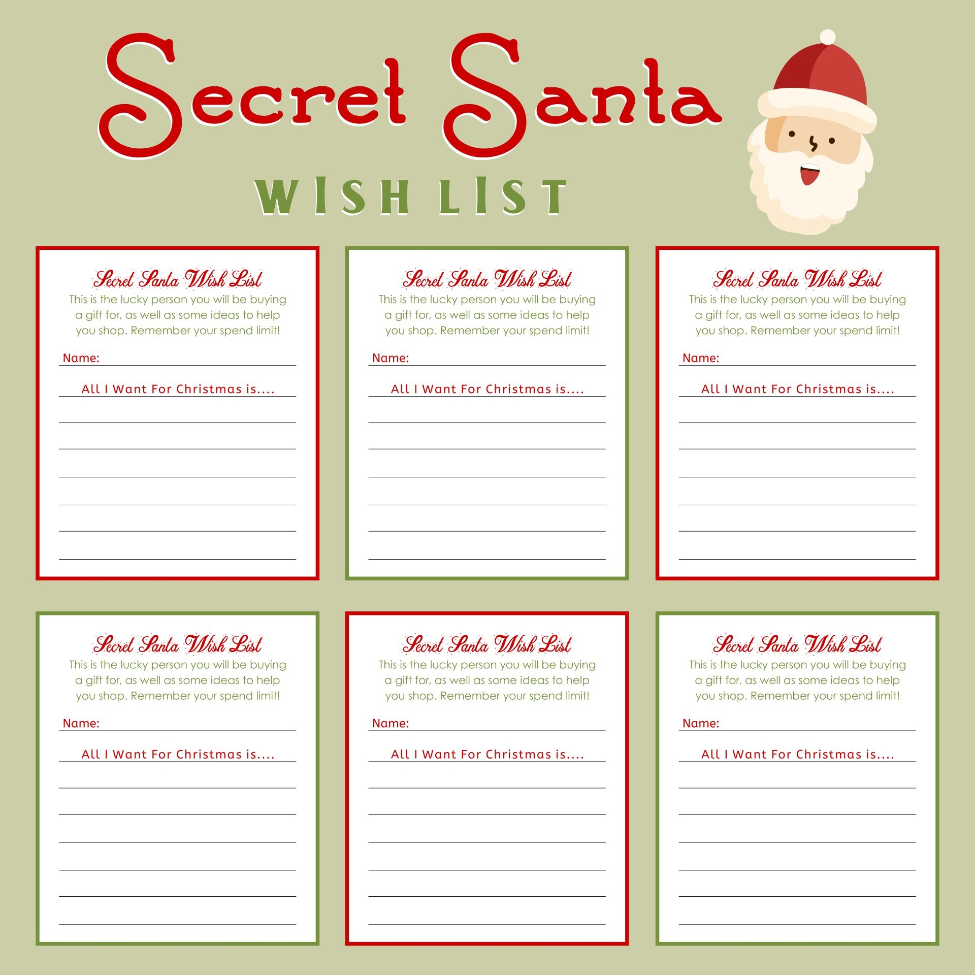 Printable Secret Santa List Printable JD