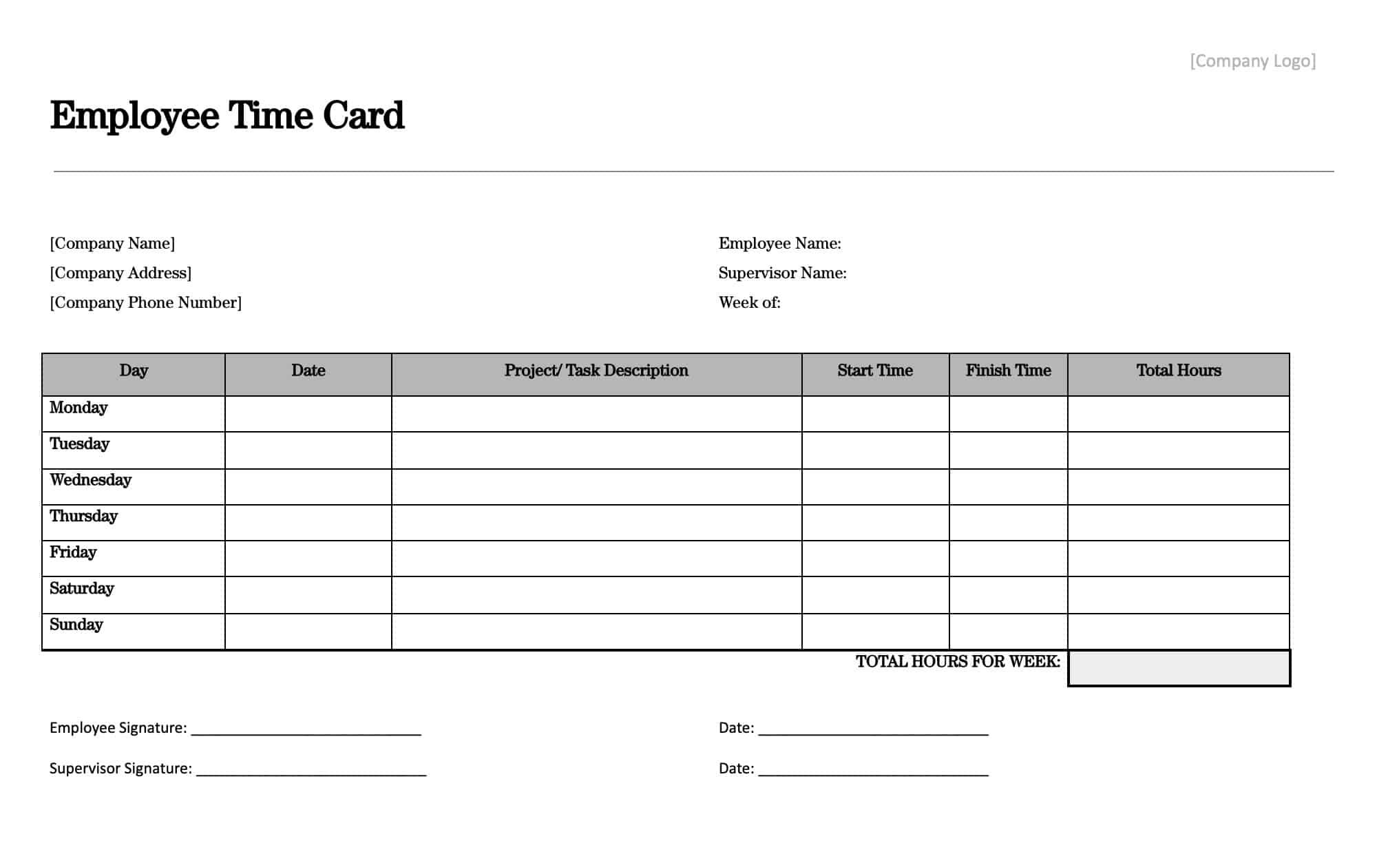Printable Time Cards Pdf Printable Online