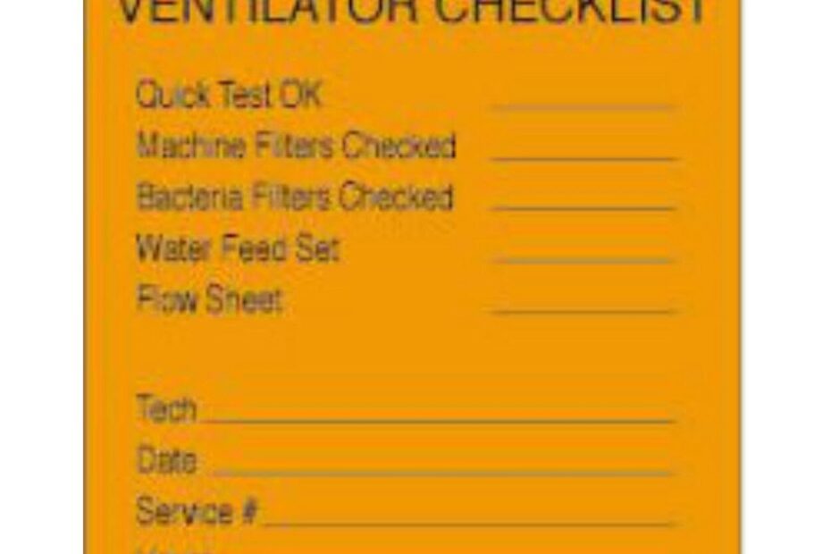 Printable Ventilator Check Sheet Free Printable