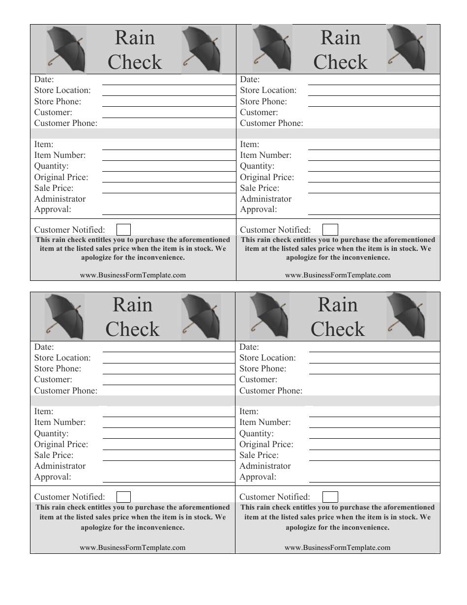 Rain Check Templates Download Printable PDF Templateroller
