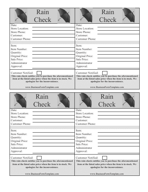 Rain Check Templates Download Printable PDF Templateroller