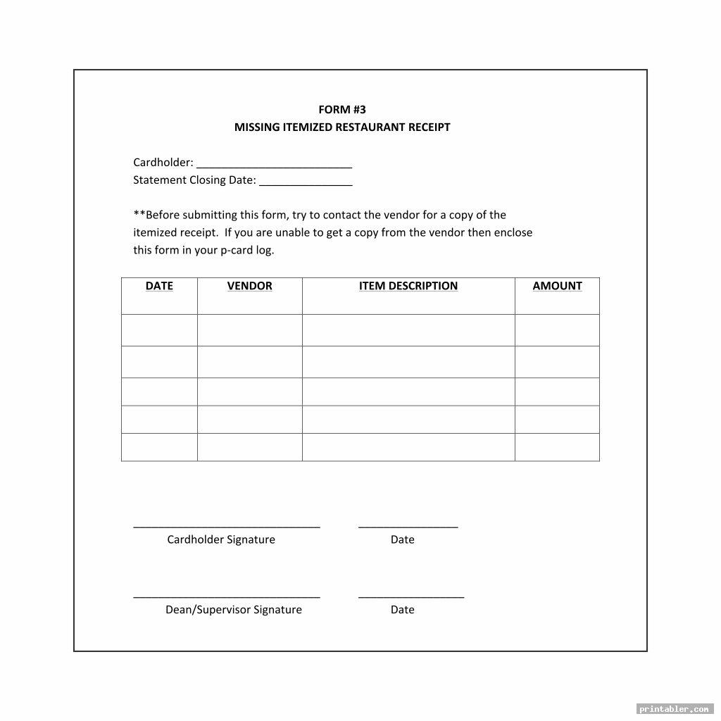 Restaurant Guest Check Template Printable Gridgit