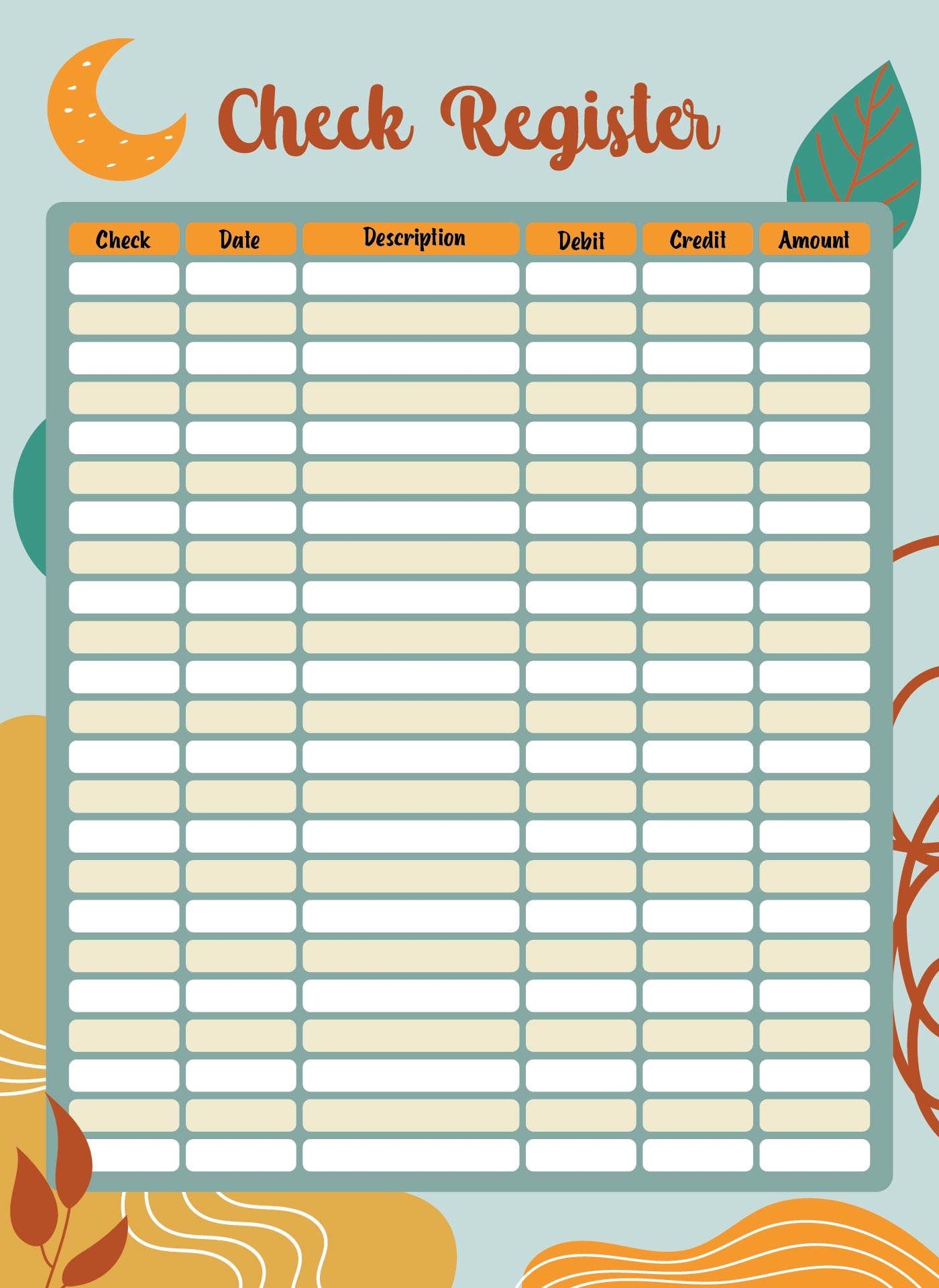 Sample Check Register Printable