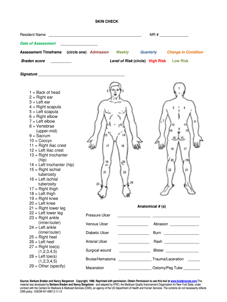 Skin Check Form Fill Online Printable Fillable Blank PdfFiller