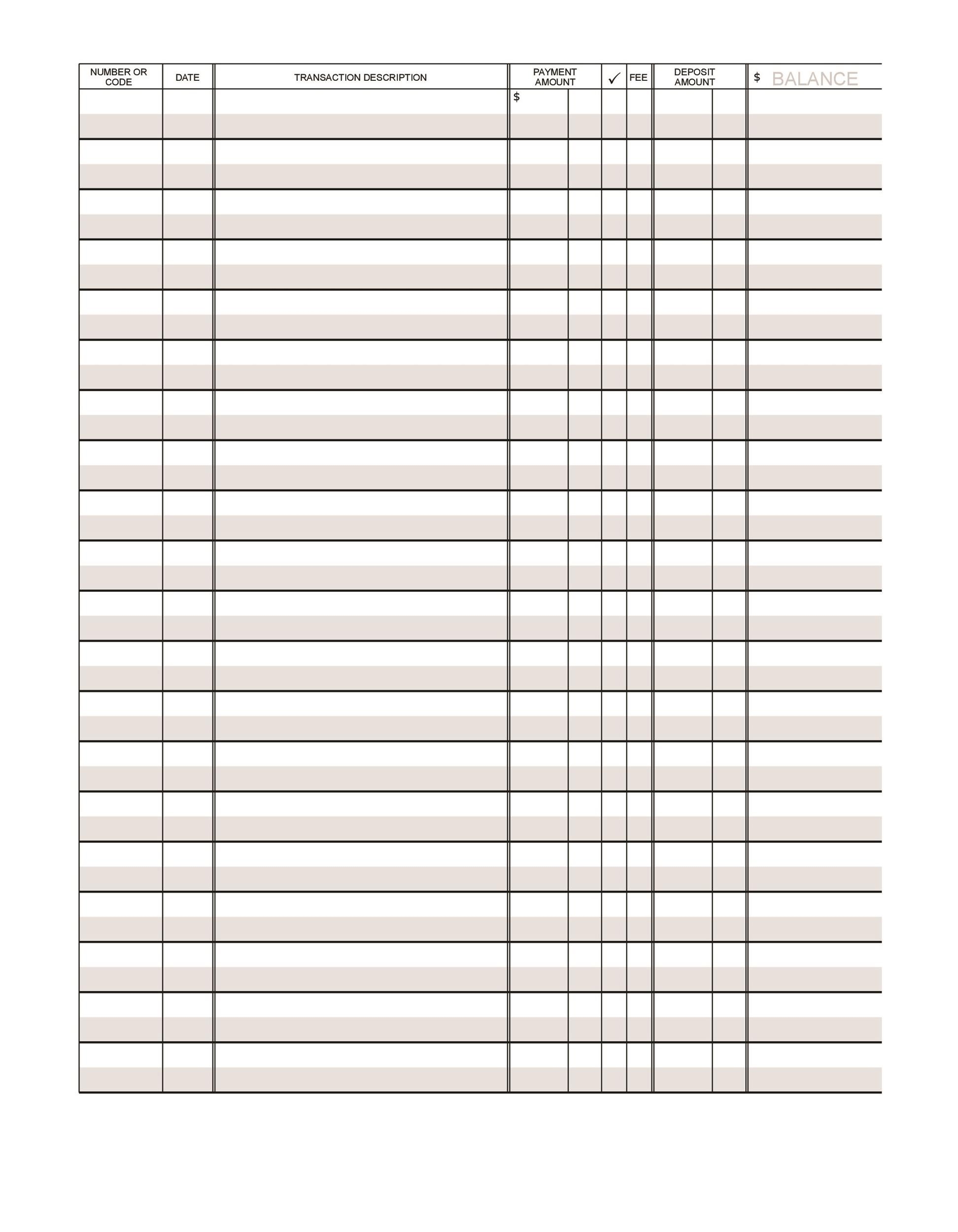 Templates Free Printable Check Register