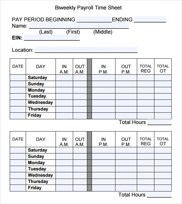 Timesheet Freetemplate 8 Best Images Of Blank Printable Timesheets Images