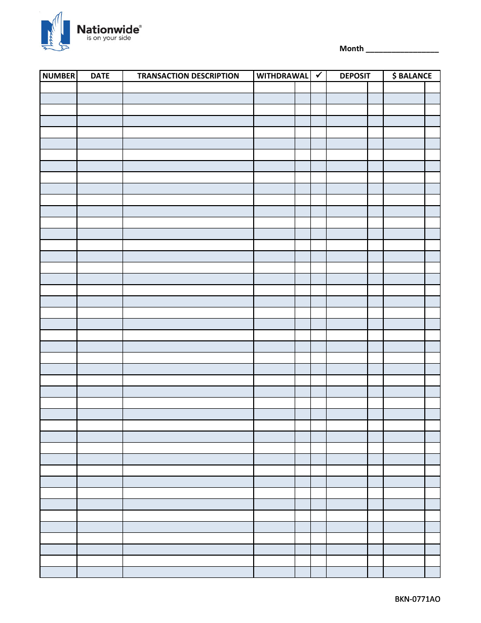 Transaction Register Printable
