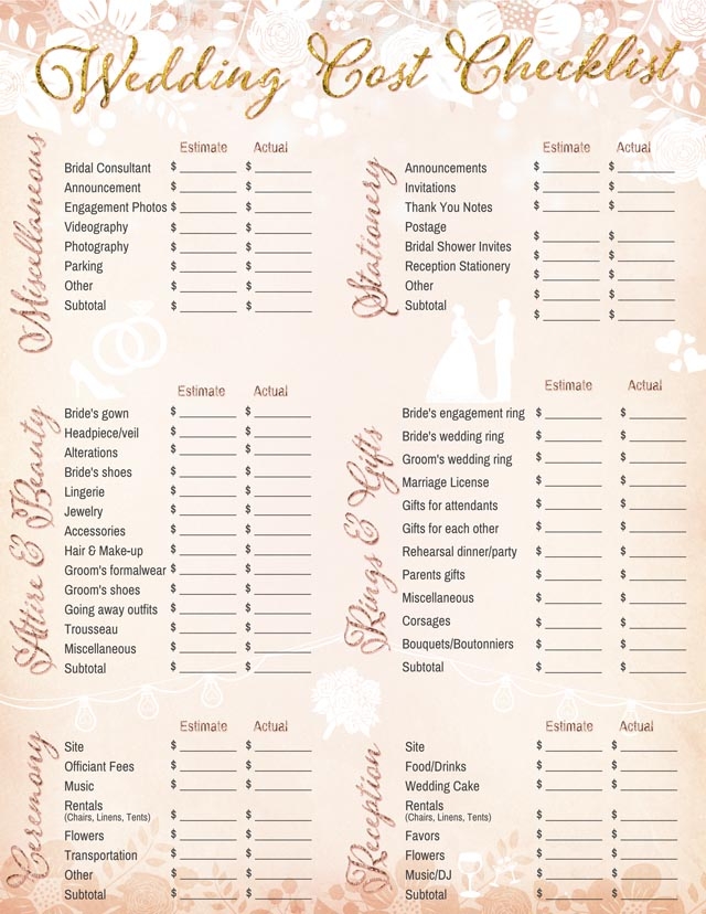 Wedding Check Off List Printable Printable Word Searches