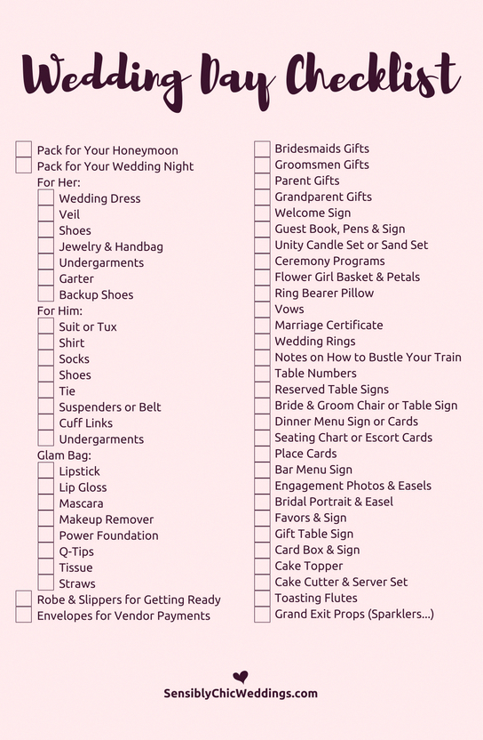 Wedding Check Off List Printable Printable Word Searches