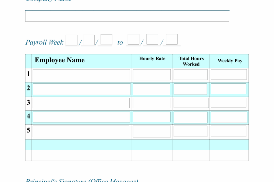 Weekly Payroll Spreadsheet Template Download Printable Pdf