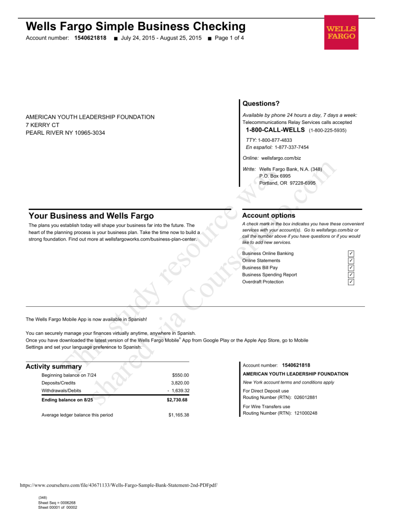 Wells Fargo Printable Checks