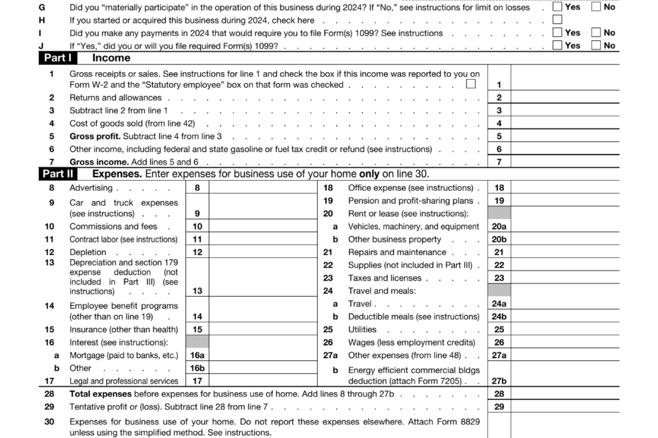 1040 Schedule C 2024 2025 Fill And Edit Online PDF Guru