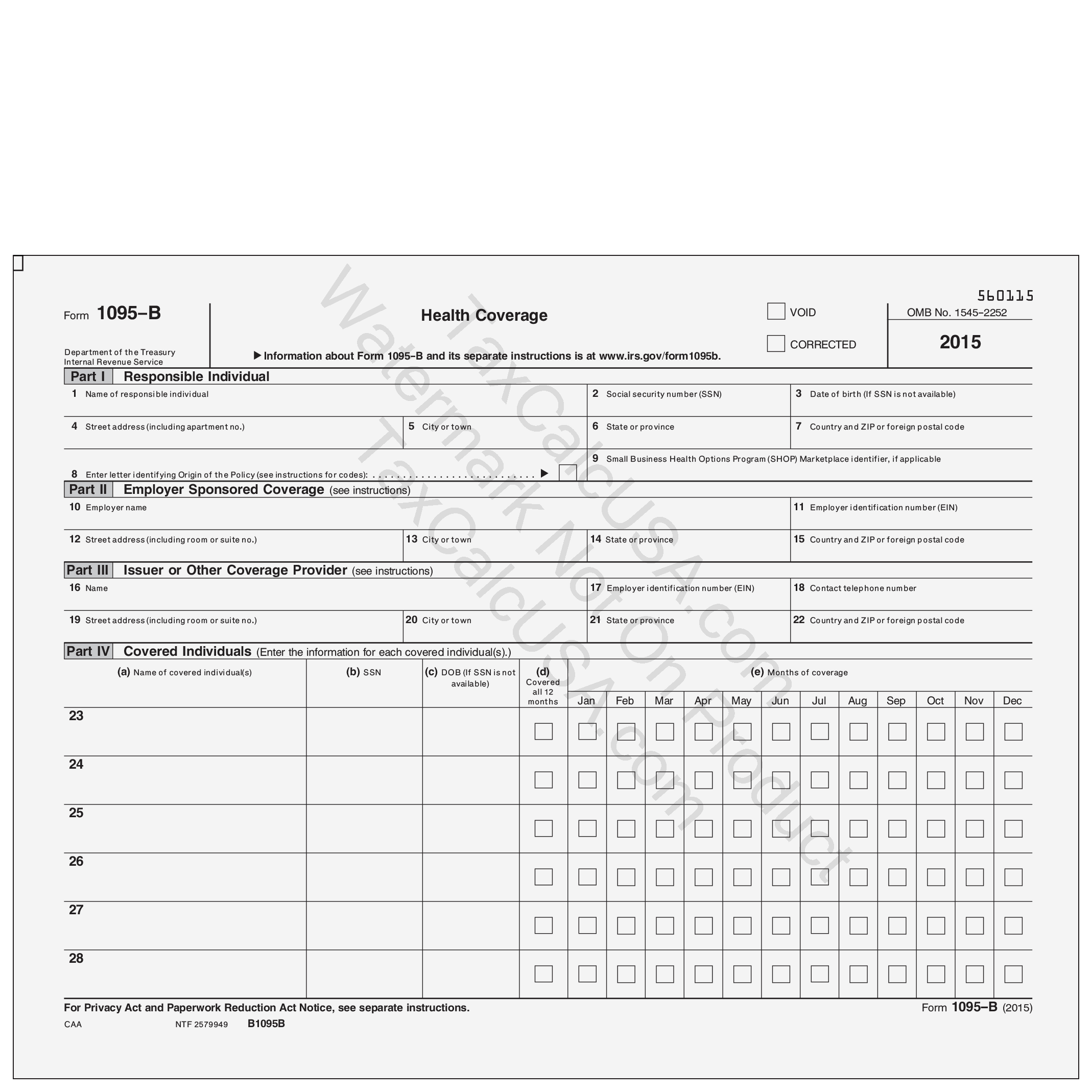 1095 Forms U0026 1095 Envelopes By TaxCalcUSA