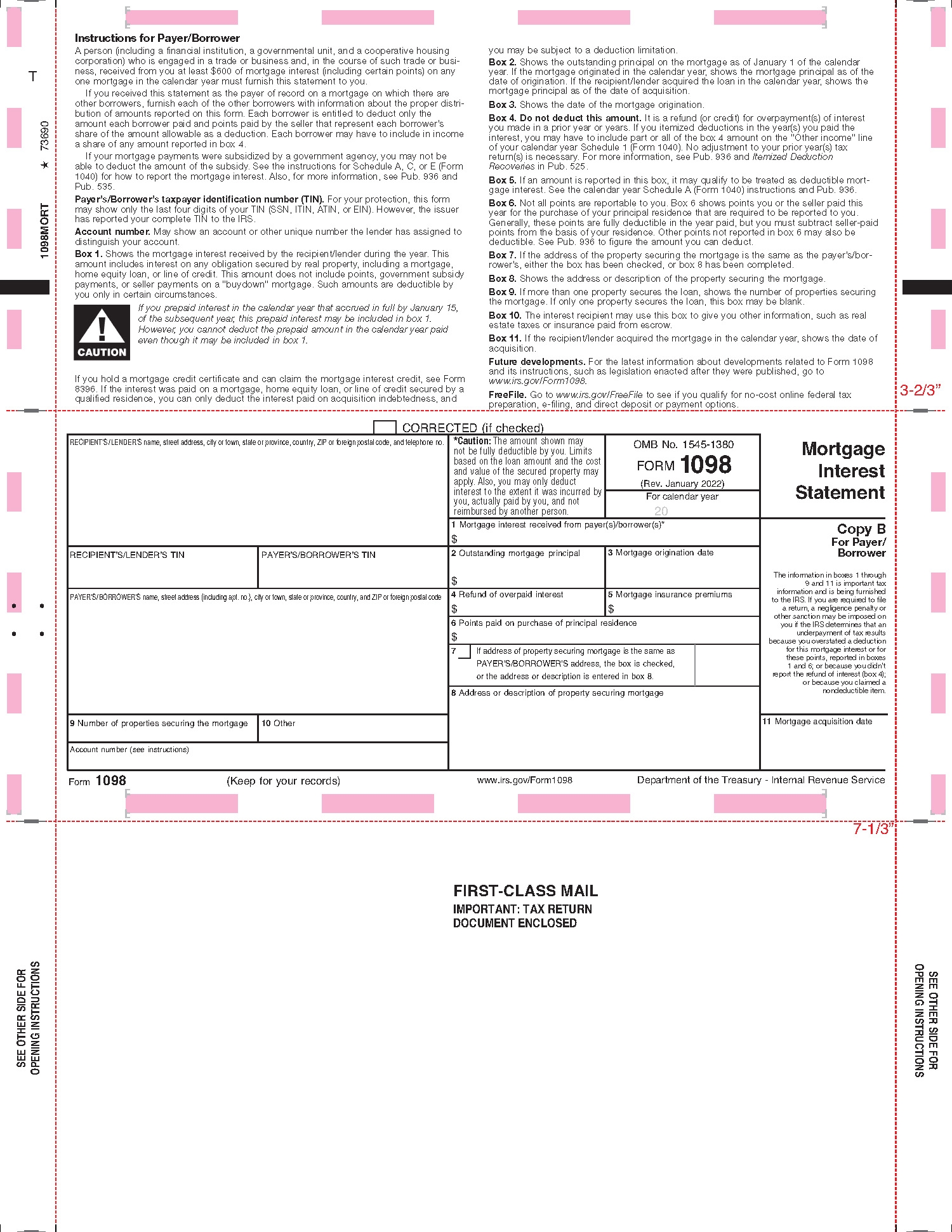 1098 MORT Pressure Seal Form Copy B 1098MORT 