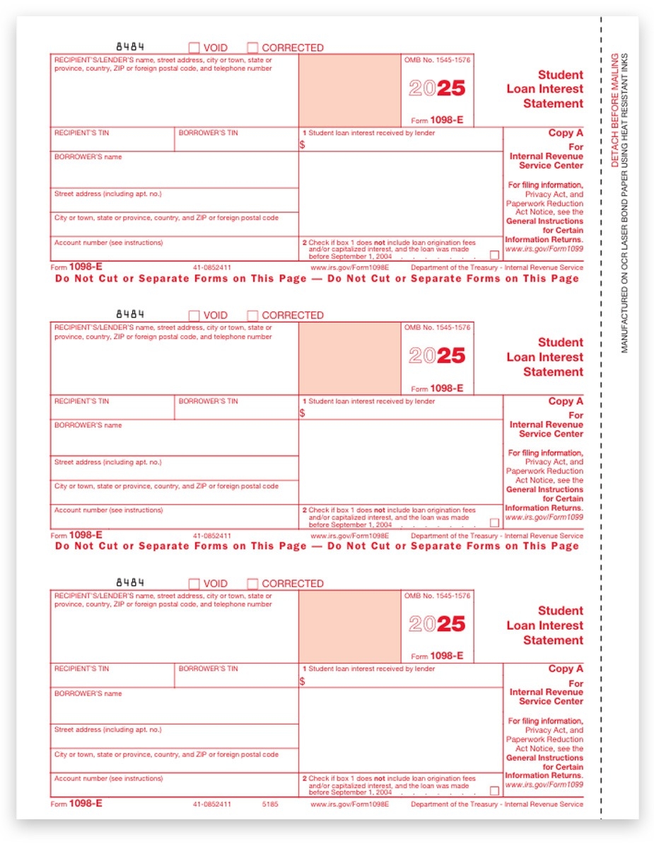 1098E Tax Forms For Student Loan Interest IRS Copy DiscountTaxForms