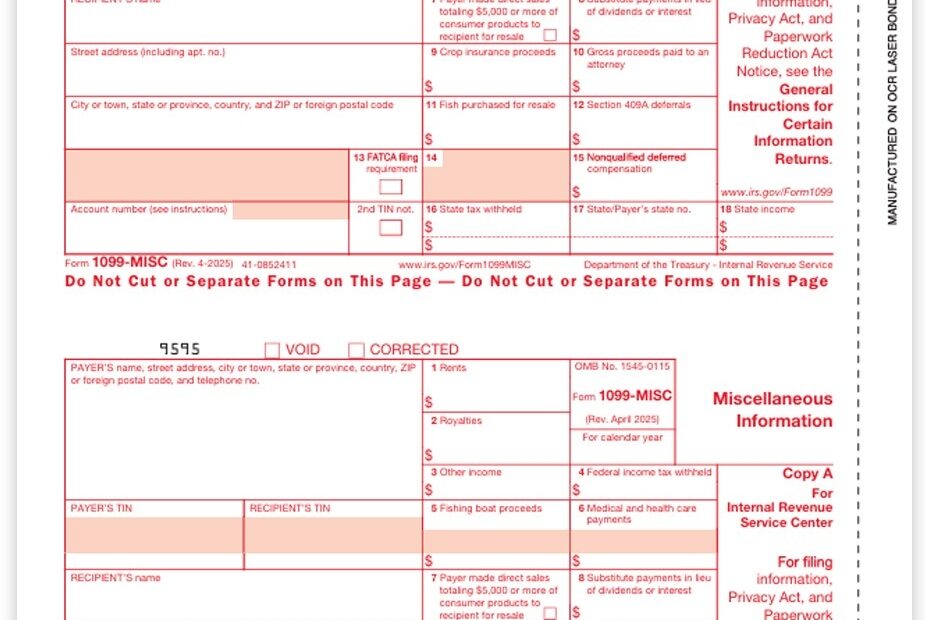 1099 MISC Form Copy A Federal